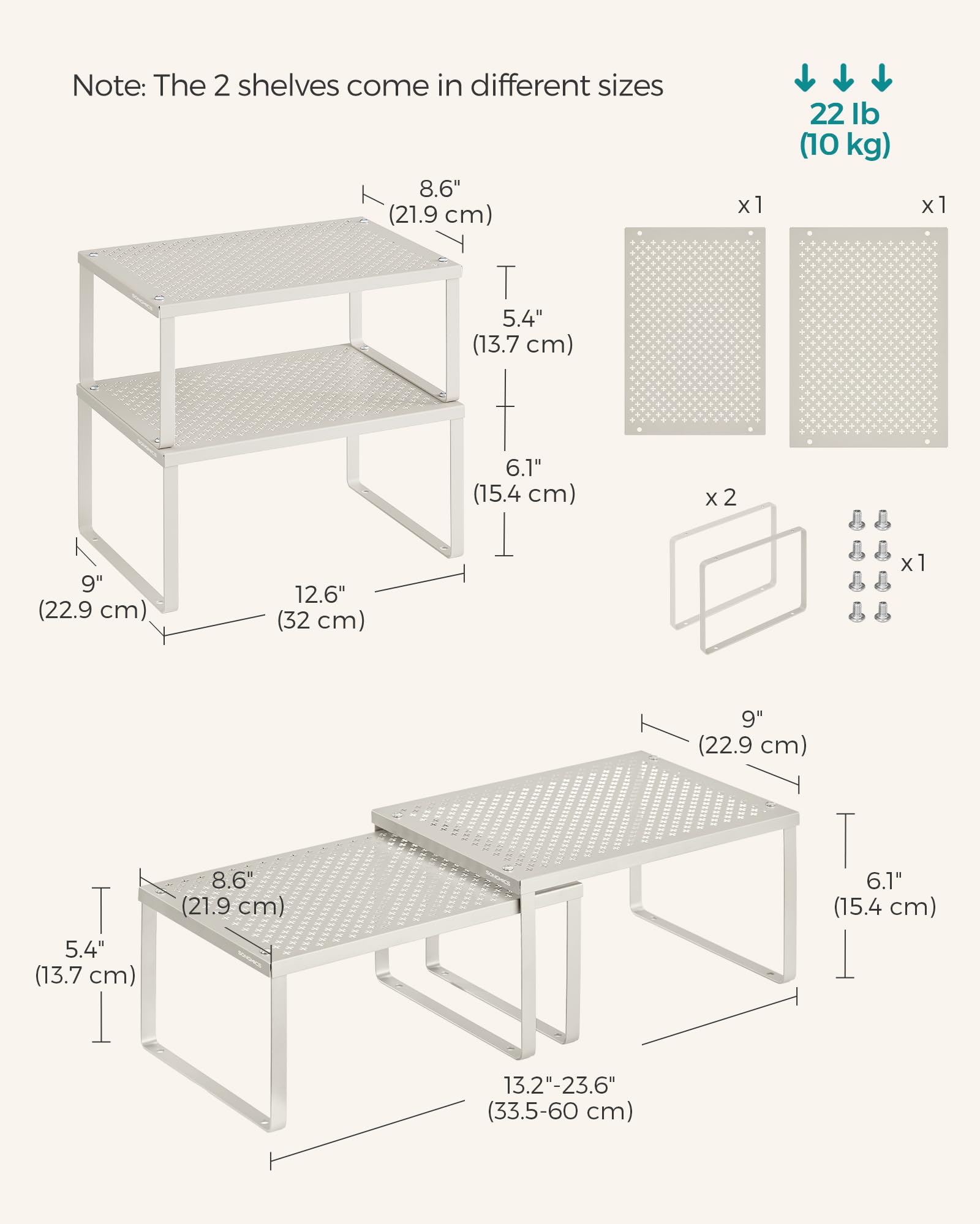 Foto 6 | Spice Rack Songmics Ukcs001k01 Metal Avena Beige (juego De 2) - Venta Internacional.