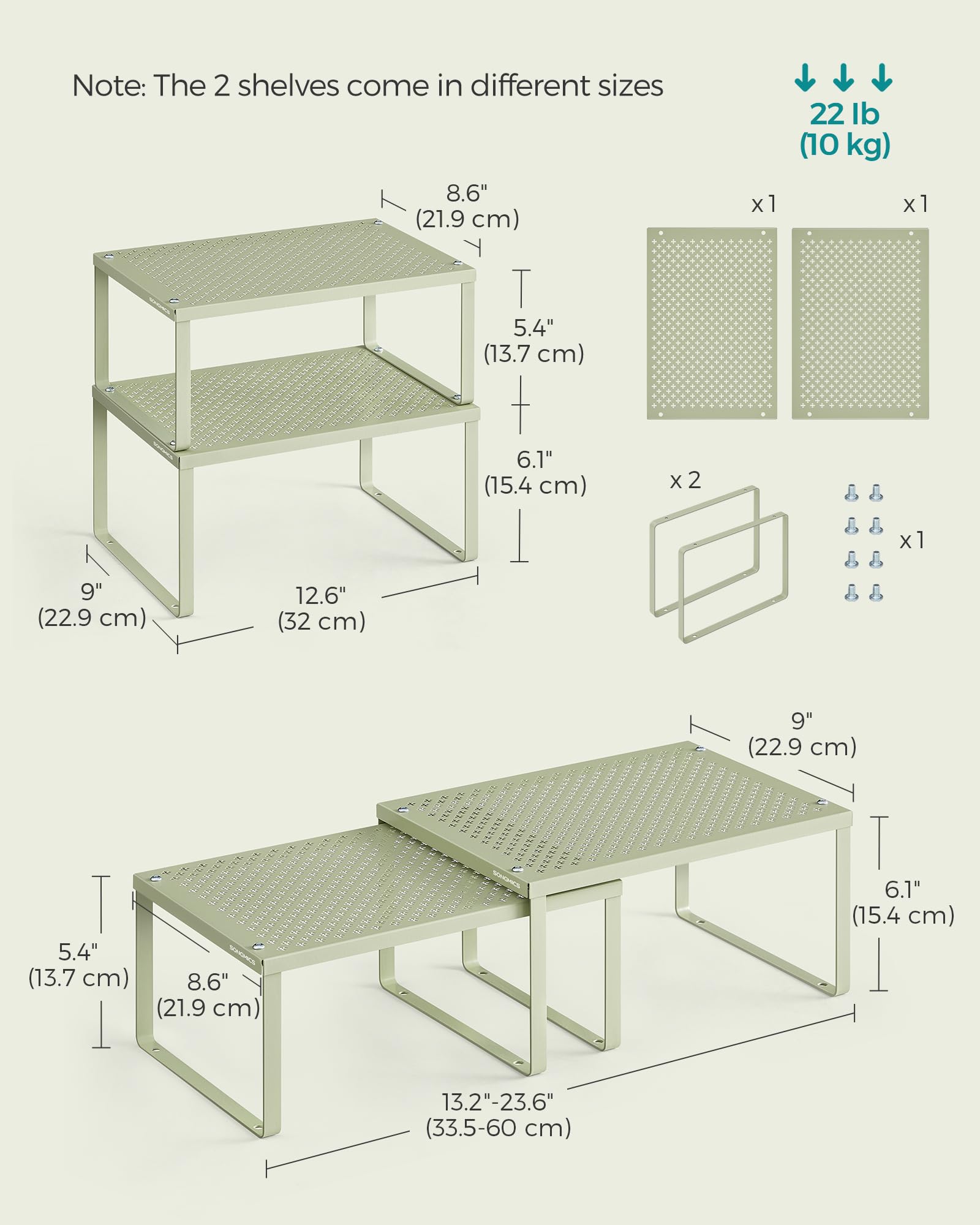 Foto 3 pulgar | Spice Rack Songmics Laurel Green Metal, Juego De 2 Unidades - Venta Internacional.