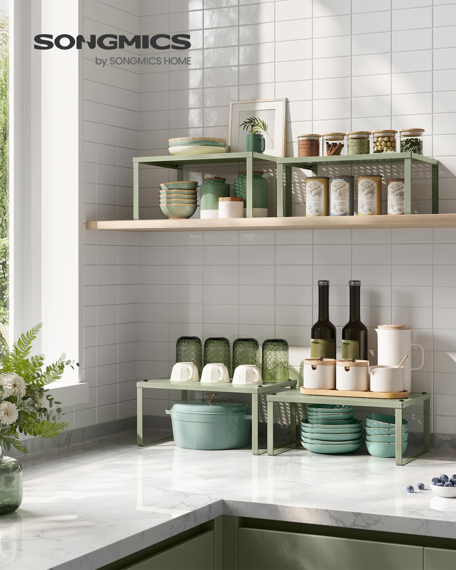 Foto 4 pulgar | Spice Rack Songmics Laurel Green Metal, Juego De 2 Unidades - Venta Internacional.