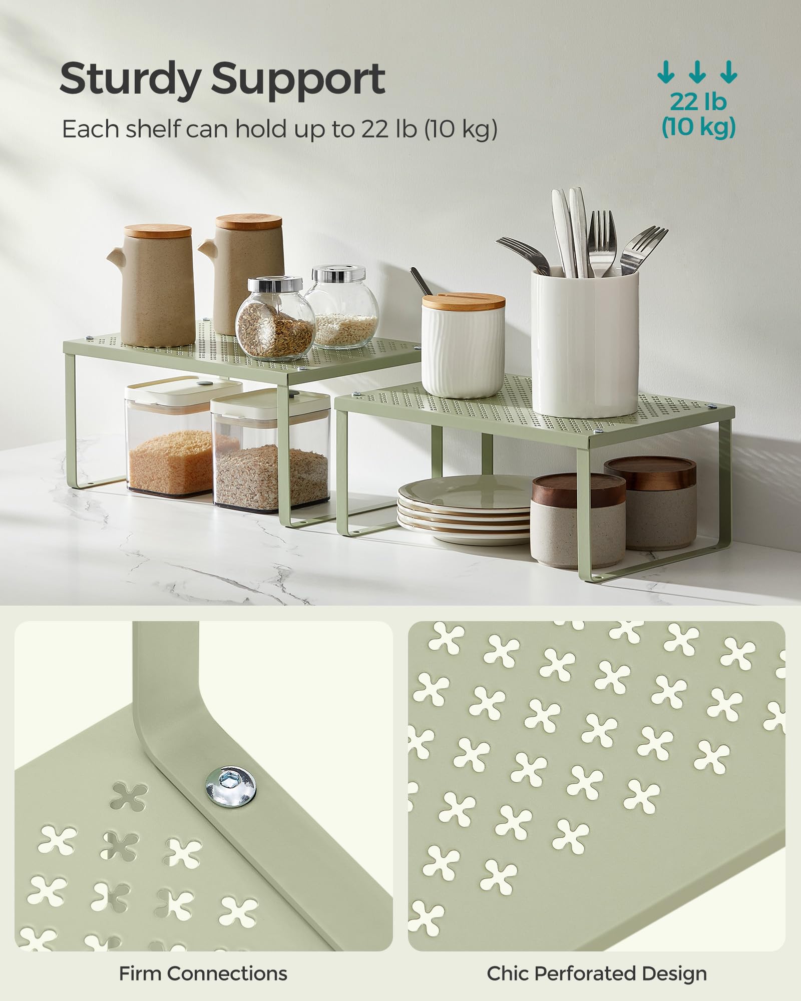 Foto 6 pulgar | Spice Rack Songmics Laurel Green Metal, Juego De 2 Unidades - Venta Internacional.