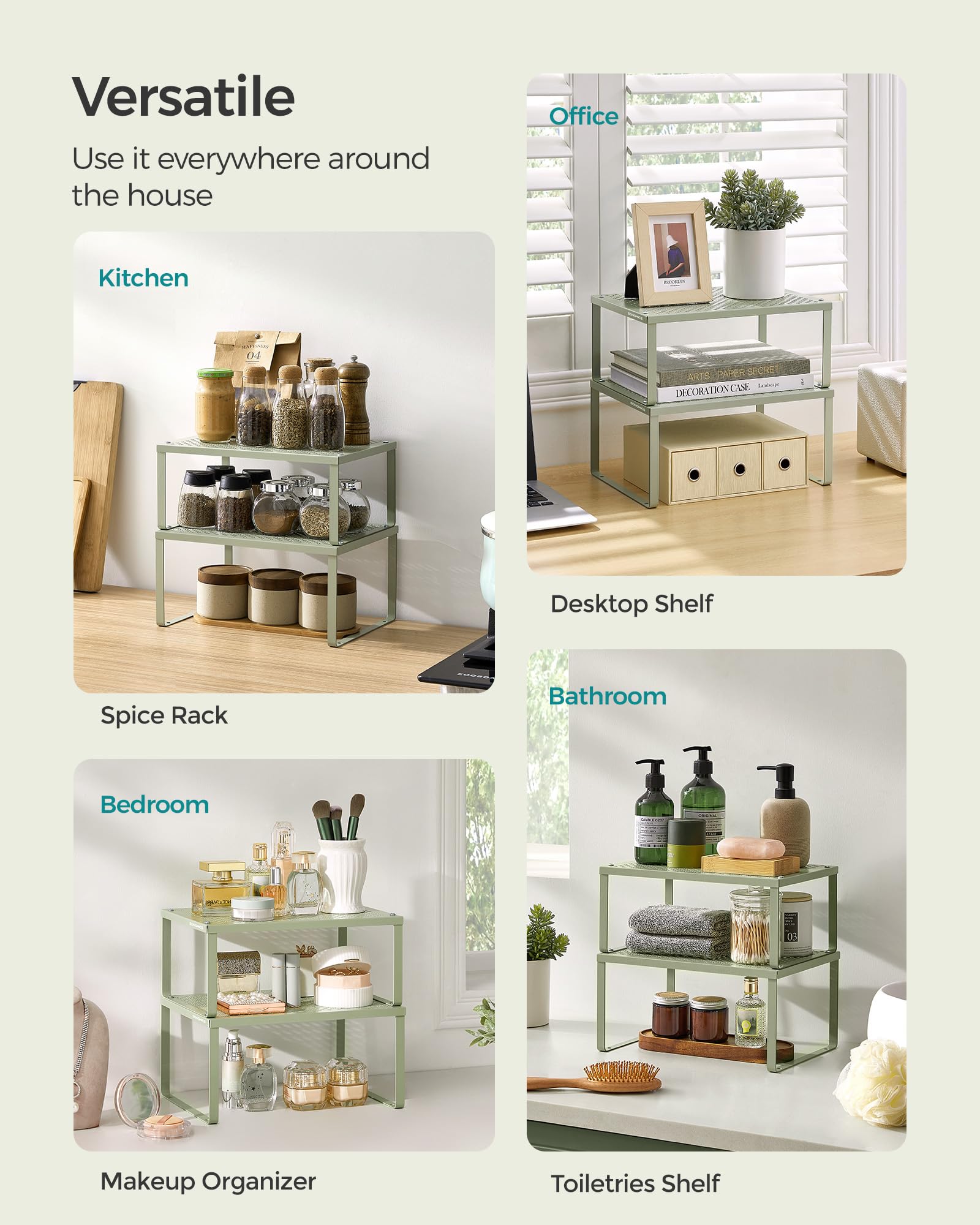 Foto 7 pulgar | Spice Rack Songmics Laurel Green Metal, Juego De 2 Unidades - Venta Internacional.