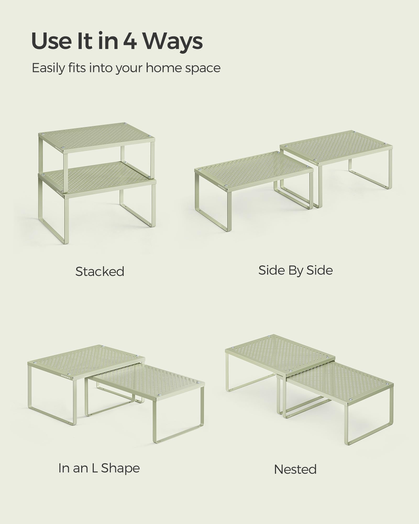 Foto 7 | Spice Rack Songmics Laurel Green Metal, Juego De 2 Unidades - Venta Internacional.