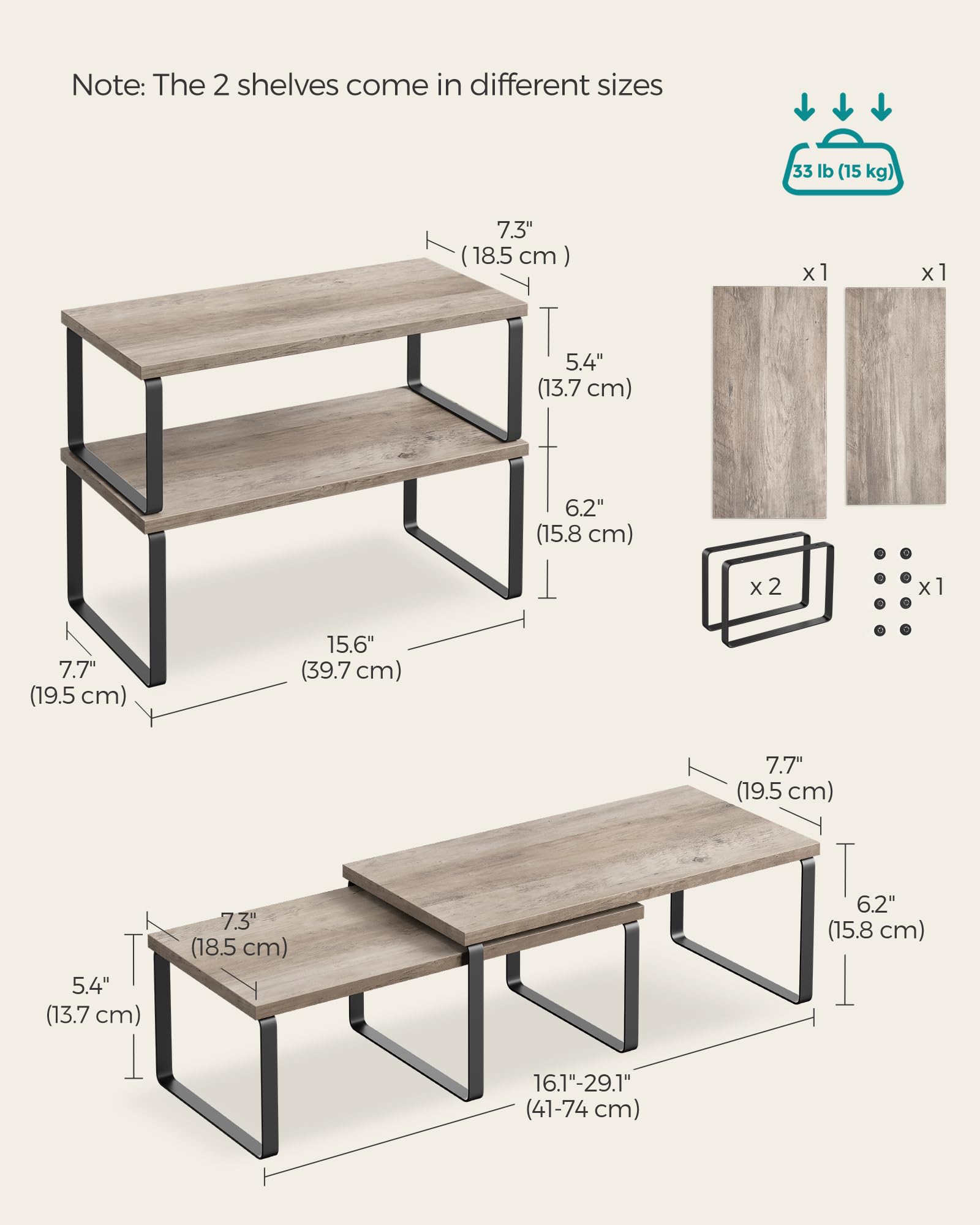 Foto 7 pulgar | Armario Organizador De Estantes Songmics Kitchen Set 2, Metal Y Madera - Venta Internacional.