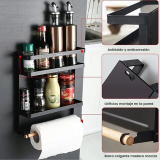 Foto 2 | Especiero Magnético Para La Nevera Para Alacena Cocina Negro