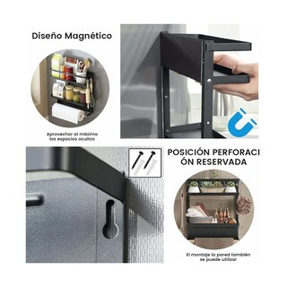Foto 3 | Especiero Magnético Para La Nevera Para Alacena Cocina Negro