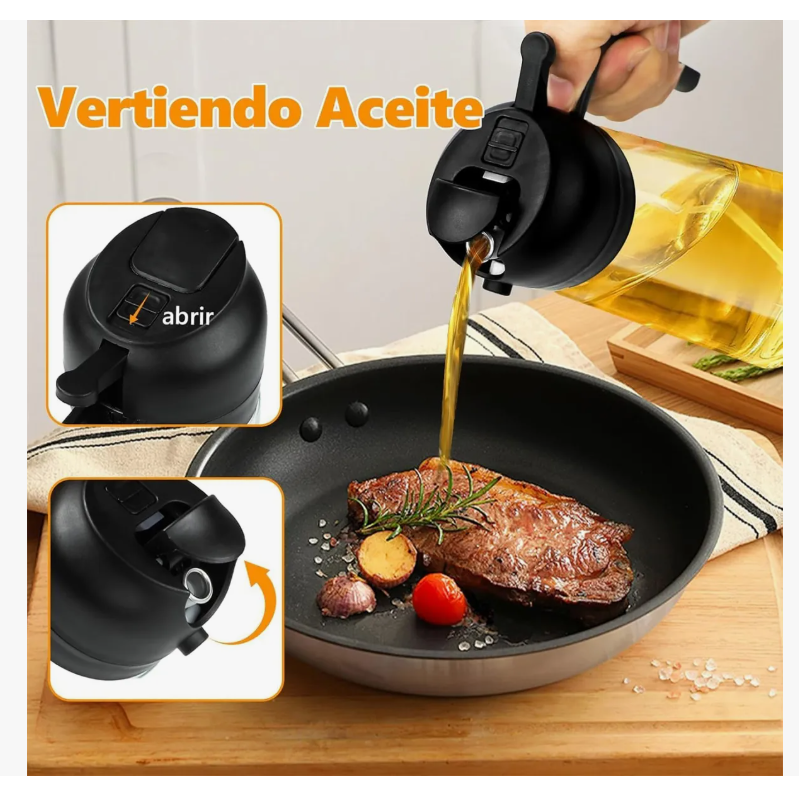 Foto 4 | 2 Dispensador Botellas Para Aceite 2en1 470ml Negro + Blanco