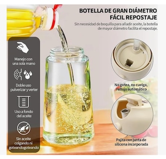 Foto 5 | 2 Dispensador Botellas Para Aceite 2en1 470ml Negro + Blanco