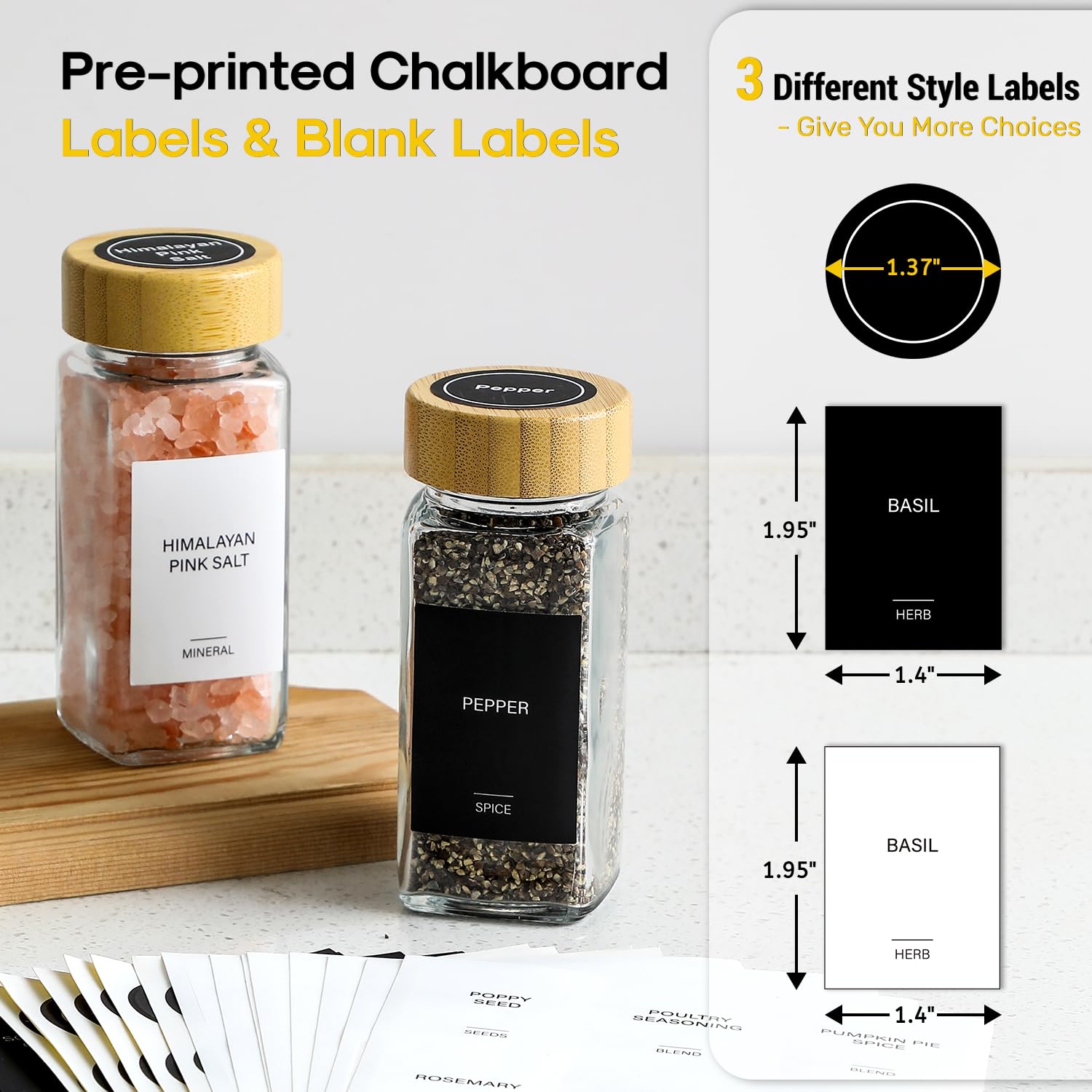 Foto 4 | Jarros Para Especias Aozita  14 Unidades  Vidrio Cuadrado Con Tapas De Bambú  120 Ml - Venta Internacional.