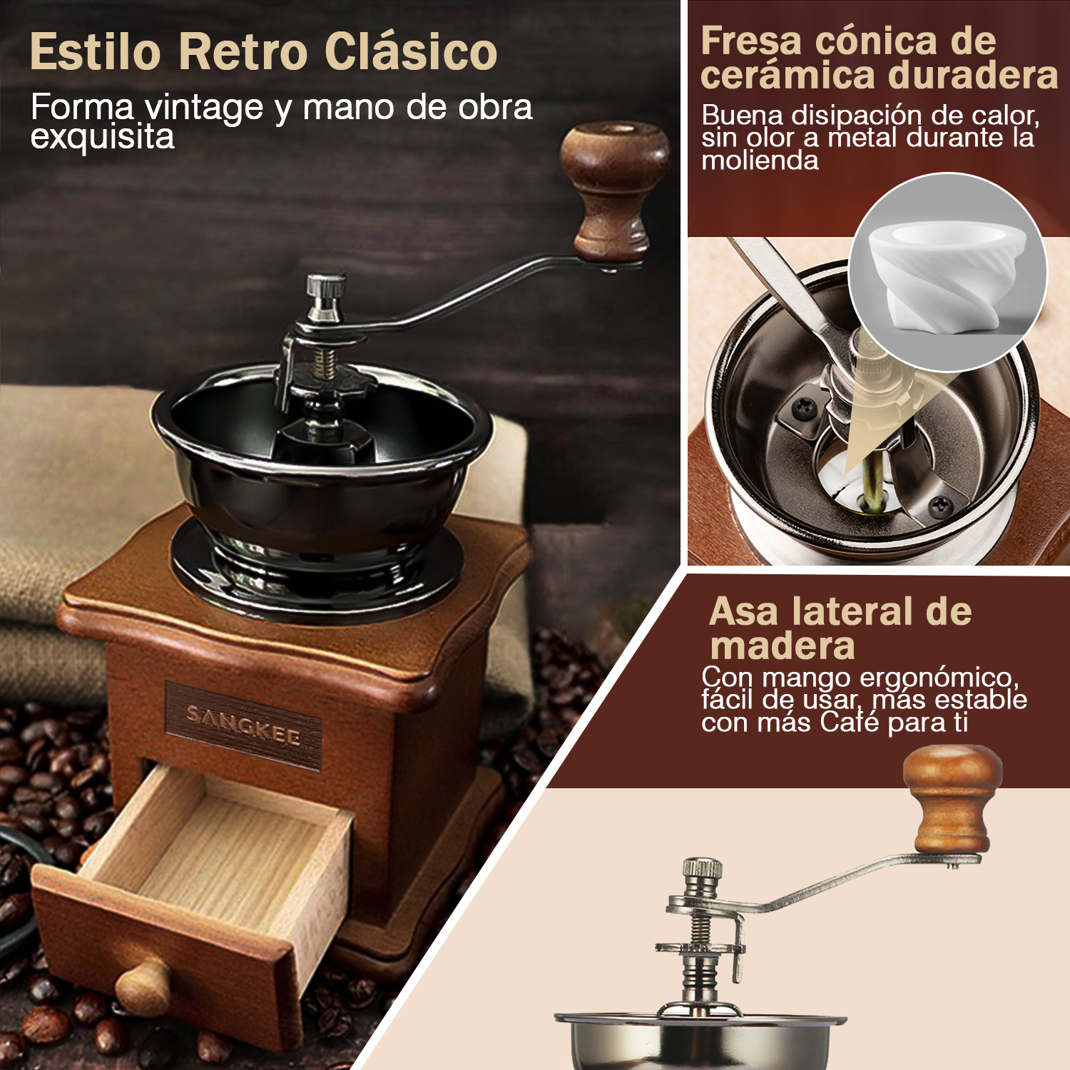 Foto 3 | Molinillo Manual de Café Sangkee K10009