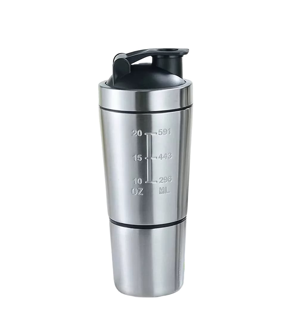 Vaso Agitador para Proteína Acero Inoxidable Plateado $669