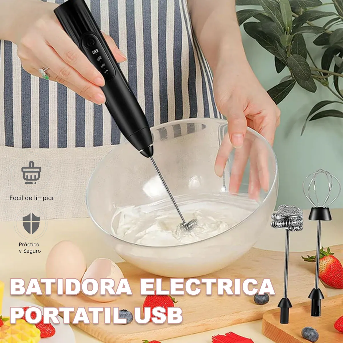 Foto 3 pulgar | Mini Batidor Electrico Kimhi Portatil Recargable 3 Velocidades