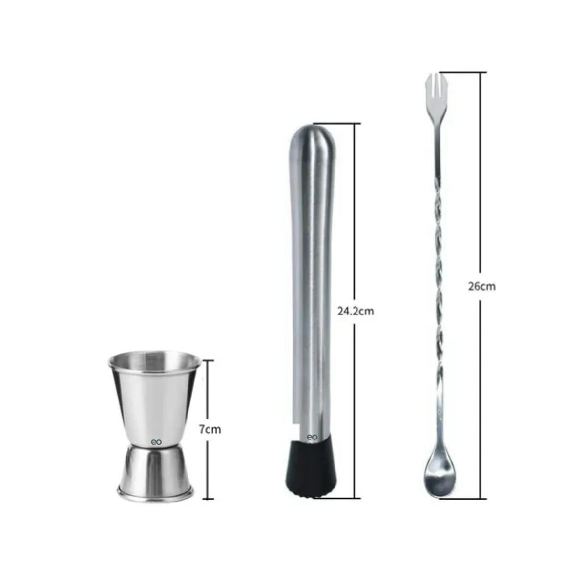 Foto 3 pulgar | Muddler De Acero Inoxidable Con Jigger Cuchara Para Cócteles  Eo Safe Imports Esi-20674 Plata