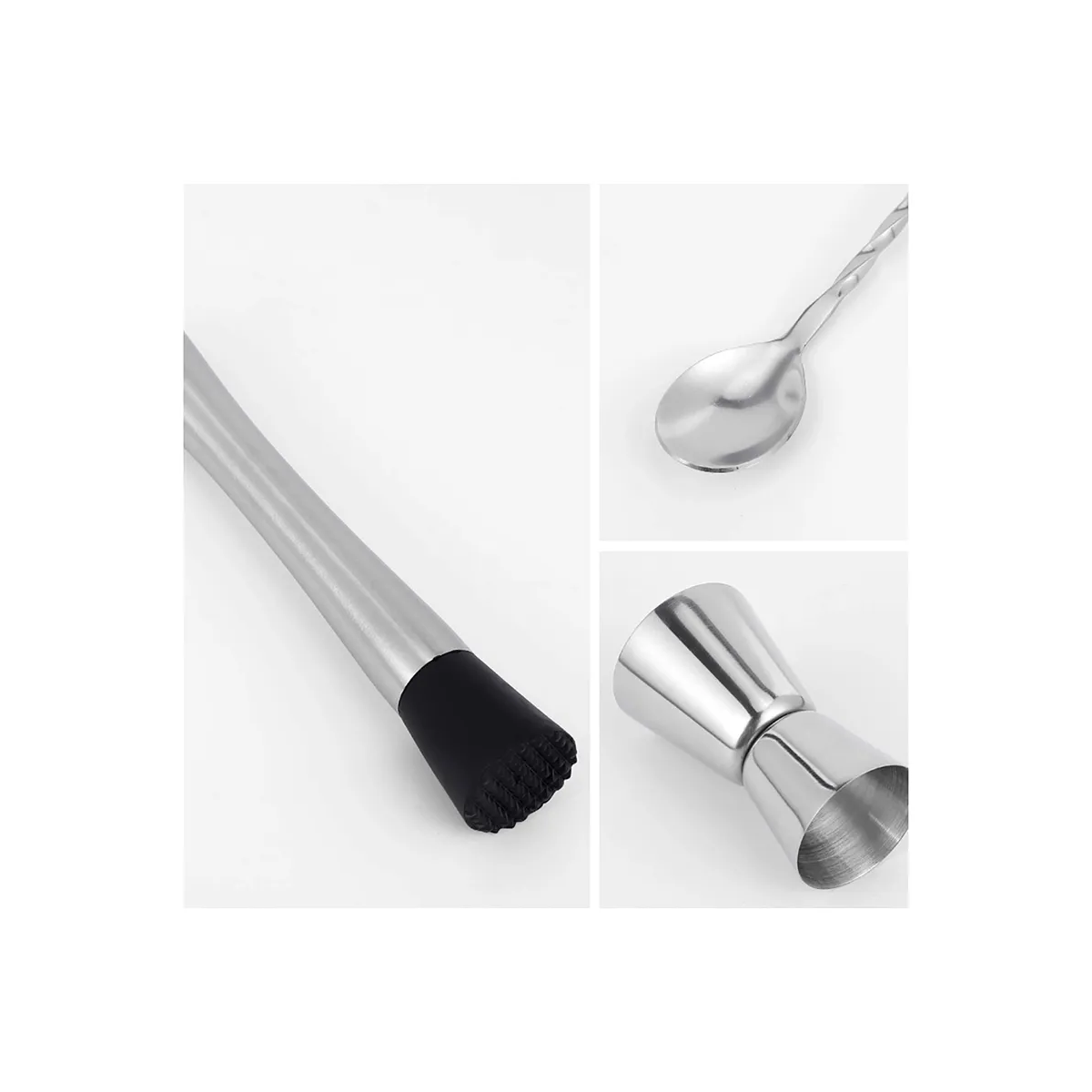 Foto 5 pulgar | Muddler De Acero Inoxidable Con Jigger Cuchara Para Cócteles  Eo Safe Imports Esi-20674 Plata