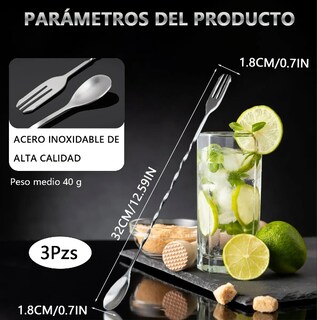 Foto 2 | Set Elegante Xtellar De 3 Agitadores Cuchara Mezcladora De Acero Inoxidable Elite 32cm