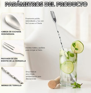 Foto 3 | Set Elegante Xtellar De 3 Agitadores Cuchara Mezcladora De Acero Inoxidable Elite 32cm