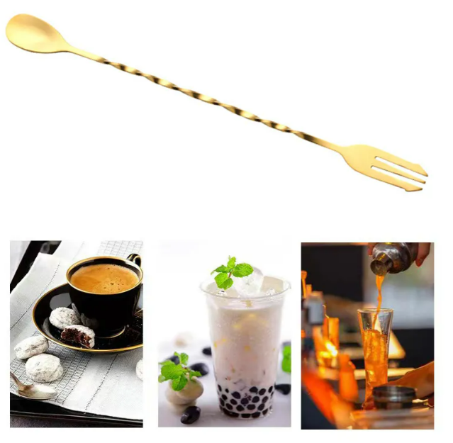 Foto 5 pulgar | Set Xtellar De 3 Cucharas Agitadoras Premium En Acero Inoxidable De 32cm Para Cocteles