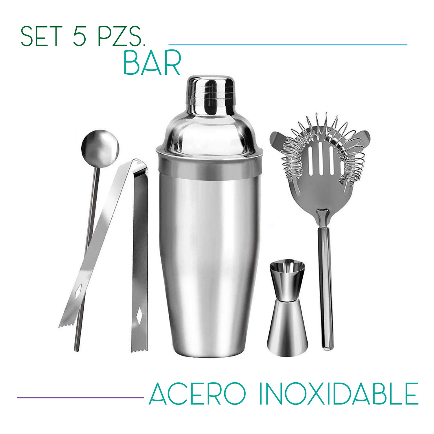 Foto 2 | Set de 5 pz Chic Fantay para Bar de Acero Inoxidable