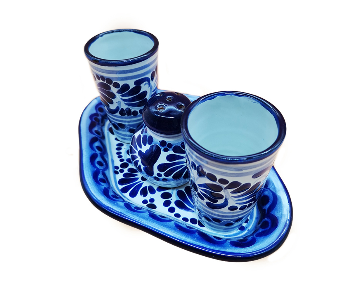 Foto 3 pulgar | Juego de Tequileros de Talavera Los Ángeles 4 pz color Azul