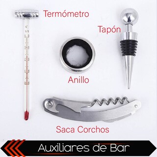 Foto 3 | Set De Vino Juego De 4 Pz Accesorios Para Vino Con Ajedrez En Caja De Madera
