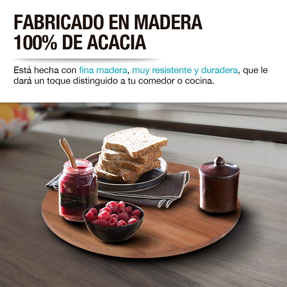 Foto 4 | Lazy Susan Giratorio Casa Litus De Madera De Acacia Especiero Botanero Para Mesa 83242