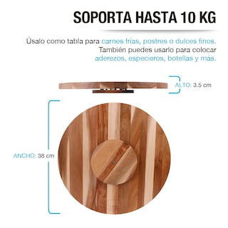 Foto 5 | Lazy Susan Giratorio Casa Litus De Madera De Acacia Especiero Botanero Para Mesa 83242