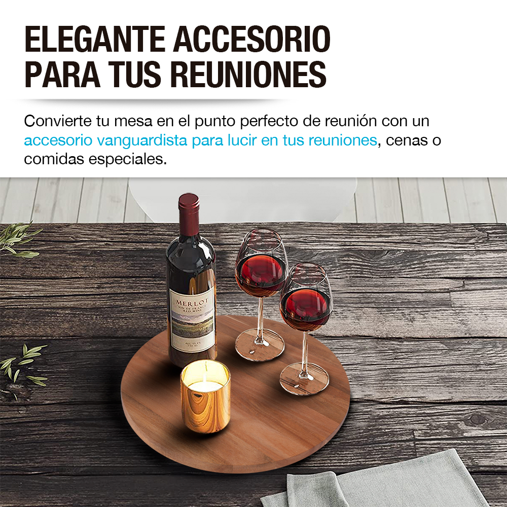 Foto 6 | Lazy Susan Giratorio Casa Litus De Madera De Acacia Especiero Botanero Para Mesa 83242