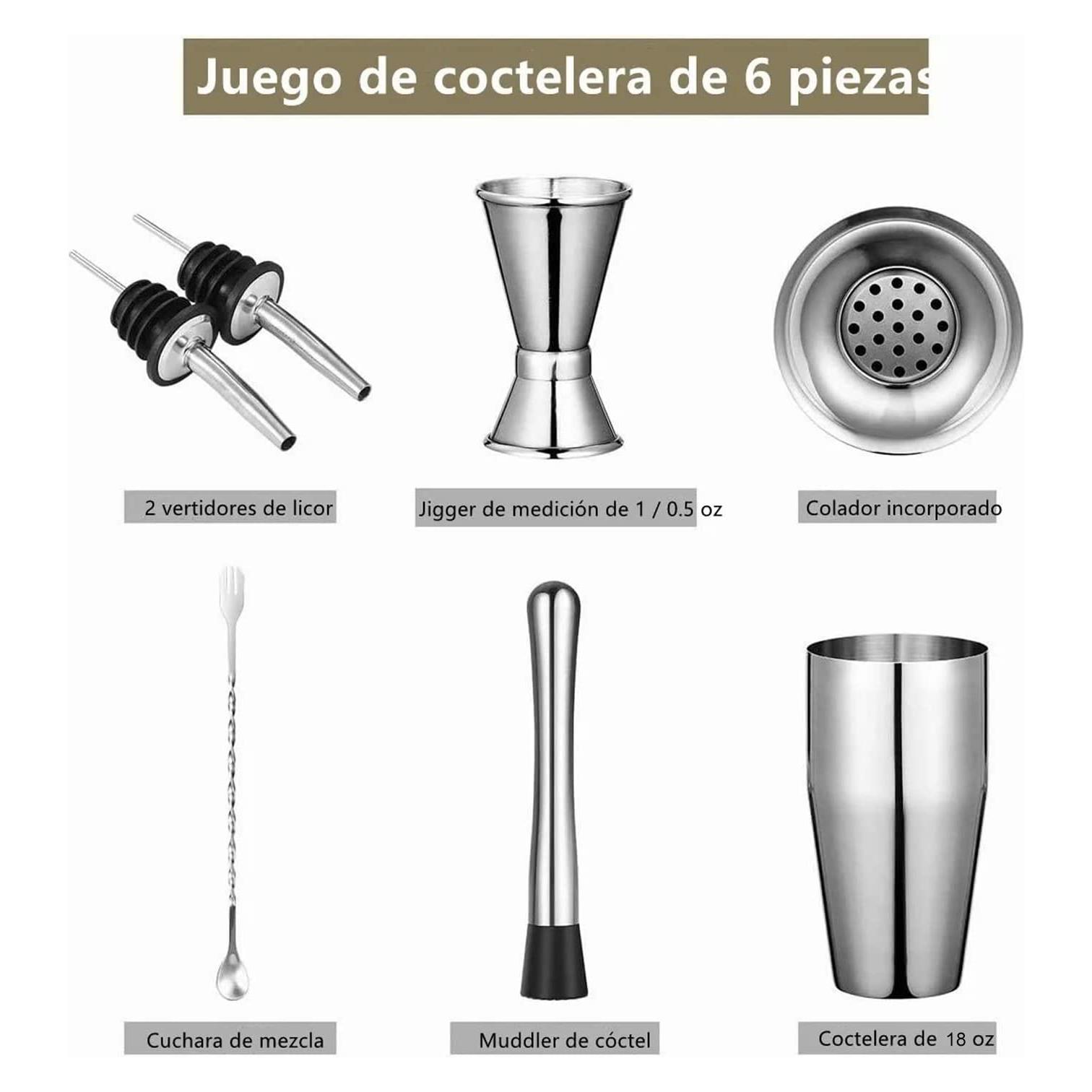 Foto 3 pulgar | Set Coctelera Shaker 6 Pzs