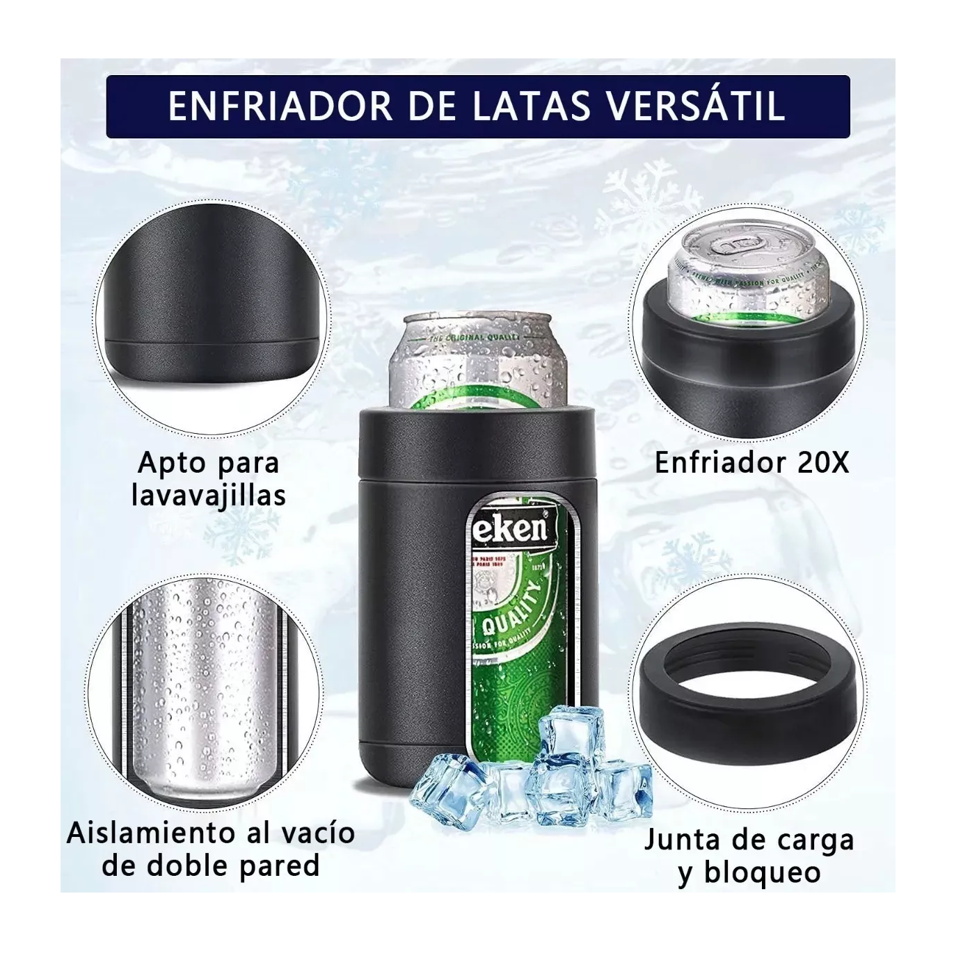 Foto 6 | Botellero Enfriador de Cerveza Acero Inoxidable Negro