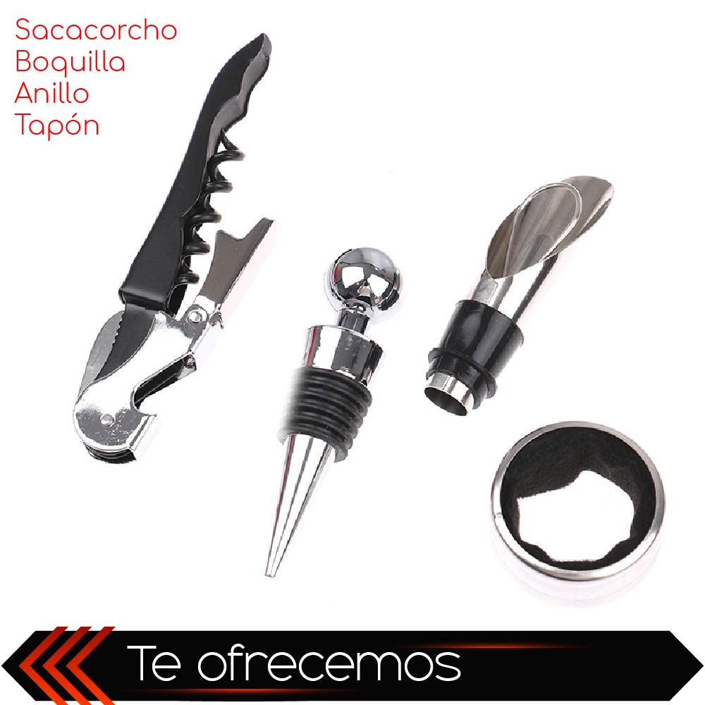 Foto 3 pulgar | Chic-fantasy Set De Vino Juego De Accesorios Para Vino Sacacorchos Tapon Cortador Vertedores