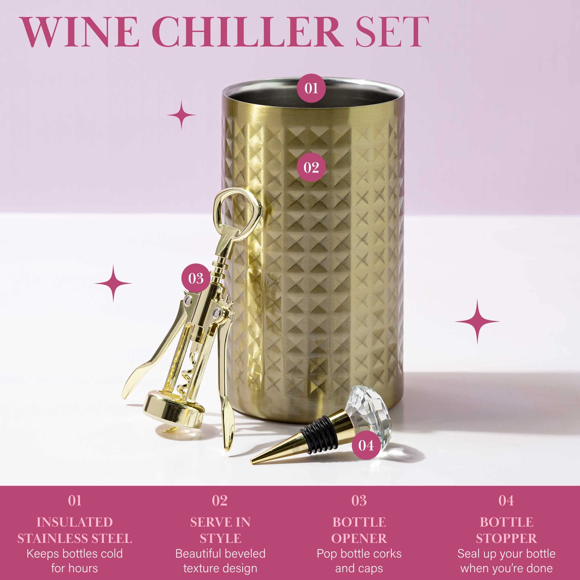 Foto 3 | Set Enfriador De Botellas De Vino Paris Hilton Con Aislamiento De Doble Pared - Venta Internacional.