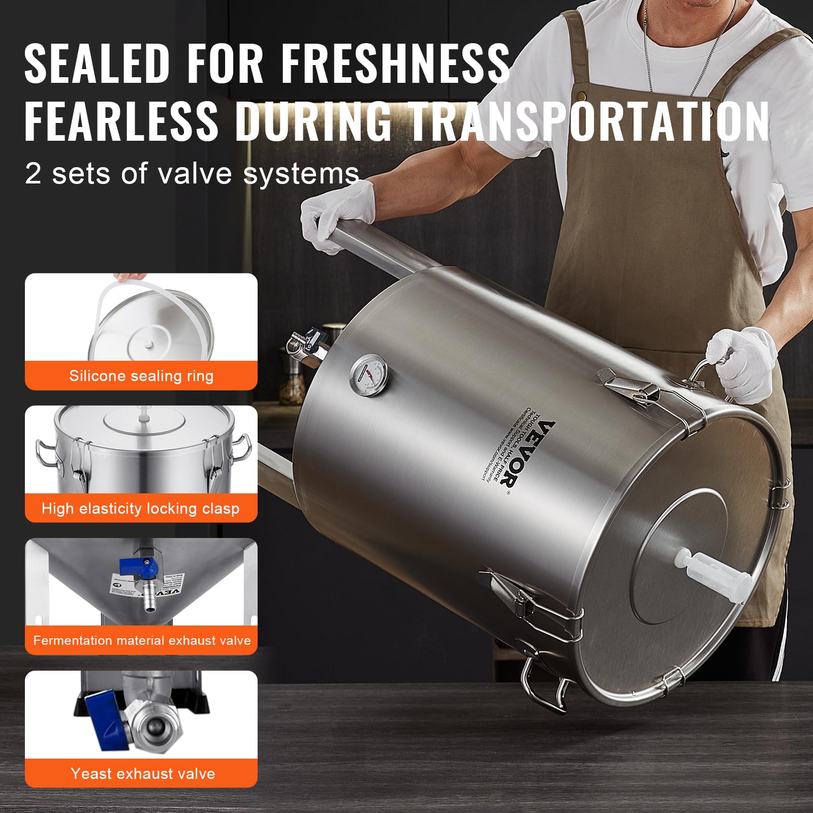 Foto 4 pulgar | Tanque De Fermentación Vevor 60l, Fermentador De Cerveza De Acero Inoxidable - Venta Internacional.