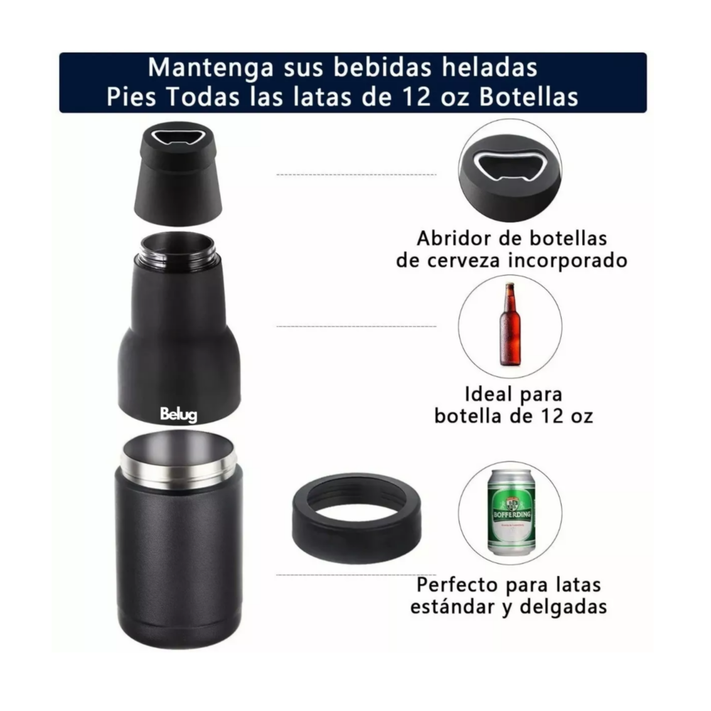 Foto 3 pulgar | Botellero Enfriador De Cerveza De Acero Inoxidable, Belug Negro