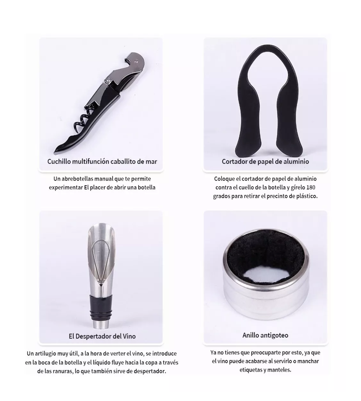 Foto 5 pulgar | Caja De Regalo Lab.g Para Un Vino Tinto Con Utensilios De Vino Negro