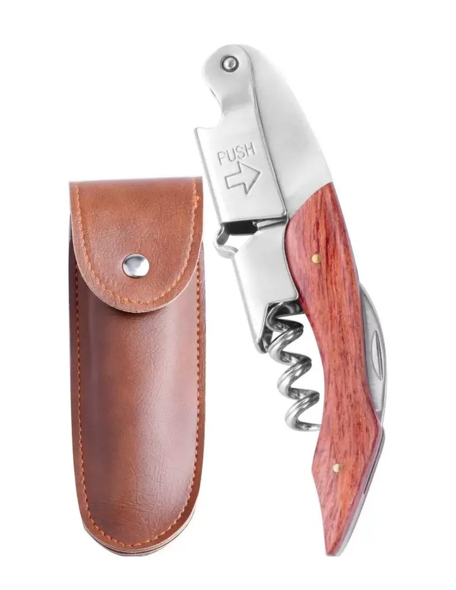 Foto 3 pulgar | Abrebotellas De Madera De Acero Inoxidable + Funda De Piel + Gratis Termo De Regalo Güish De Regalo