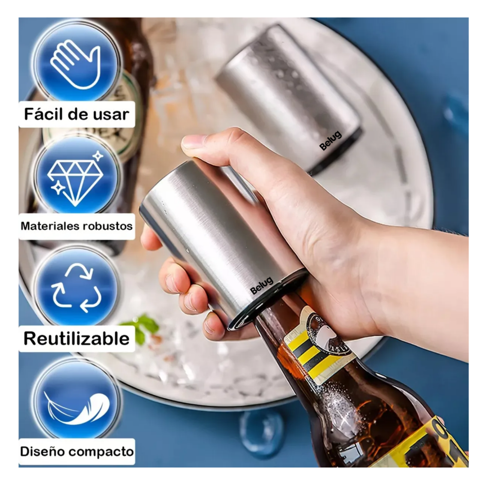 Foto 6 pulgar | 6 Piezas De Acero Inoxidable Magnético Push Beer Opener Belug,  Plata