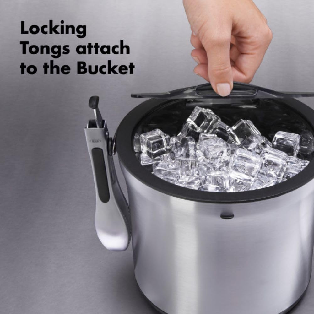 Foto 6 | Juego De Cubos De Hielo Oxo De Acero Inoxidable Cepillado Con Pinzas De 4 Litros - Venta Internacional.
