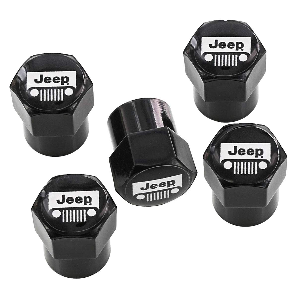 Foto 2 pulgar | Fundas Para Tapones De Válvulas Con El Logotipo De Jeep, Acabado Negro, Paquete De 5 - Venta Internacional.