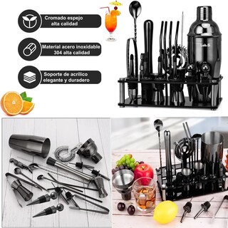 Foto 2 | 750ml Kit De Cocteleria 20 Piezas Cocktail Lab.g Negro