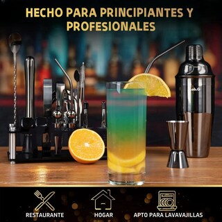 Foto 4 | 750ml Kit De Cocteleria 20 Piezas Cocktail Lab.g Negro