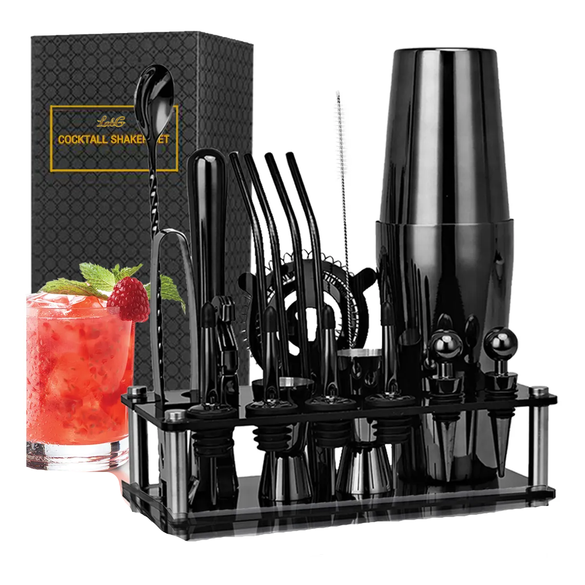 Foto 2 pulgar | Kit De Cocteleriade 750ml 20 Piezas Lab.g Negro