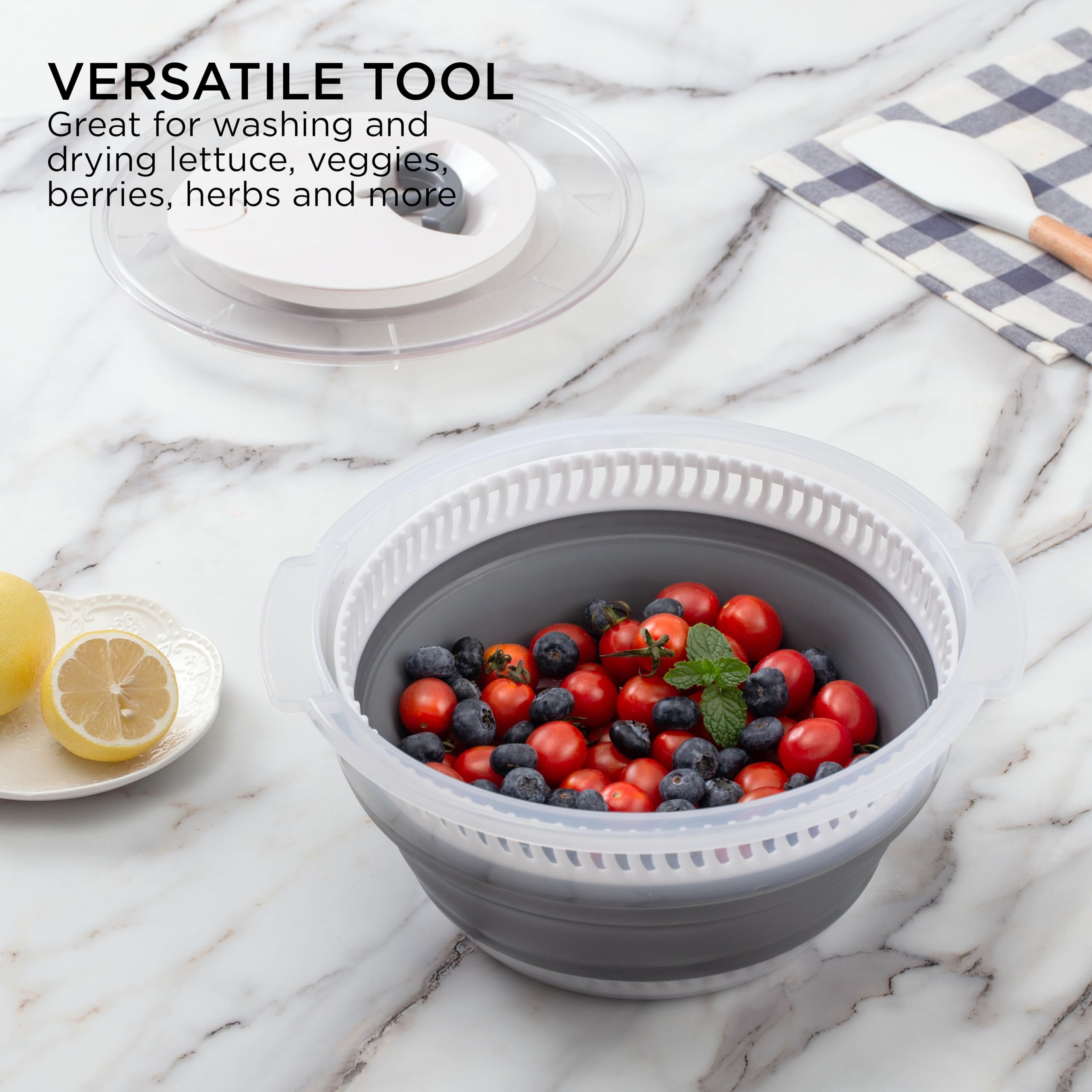 Foto 6 pulgar | Centrifugadora Para Ensaladas Cook With Color, Plegable, 4 L, Color Gris - Venta Internacional.