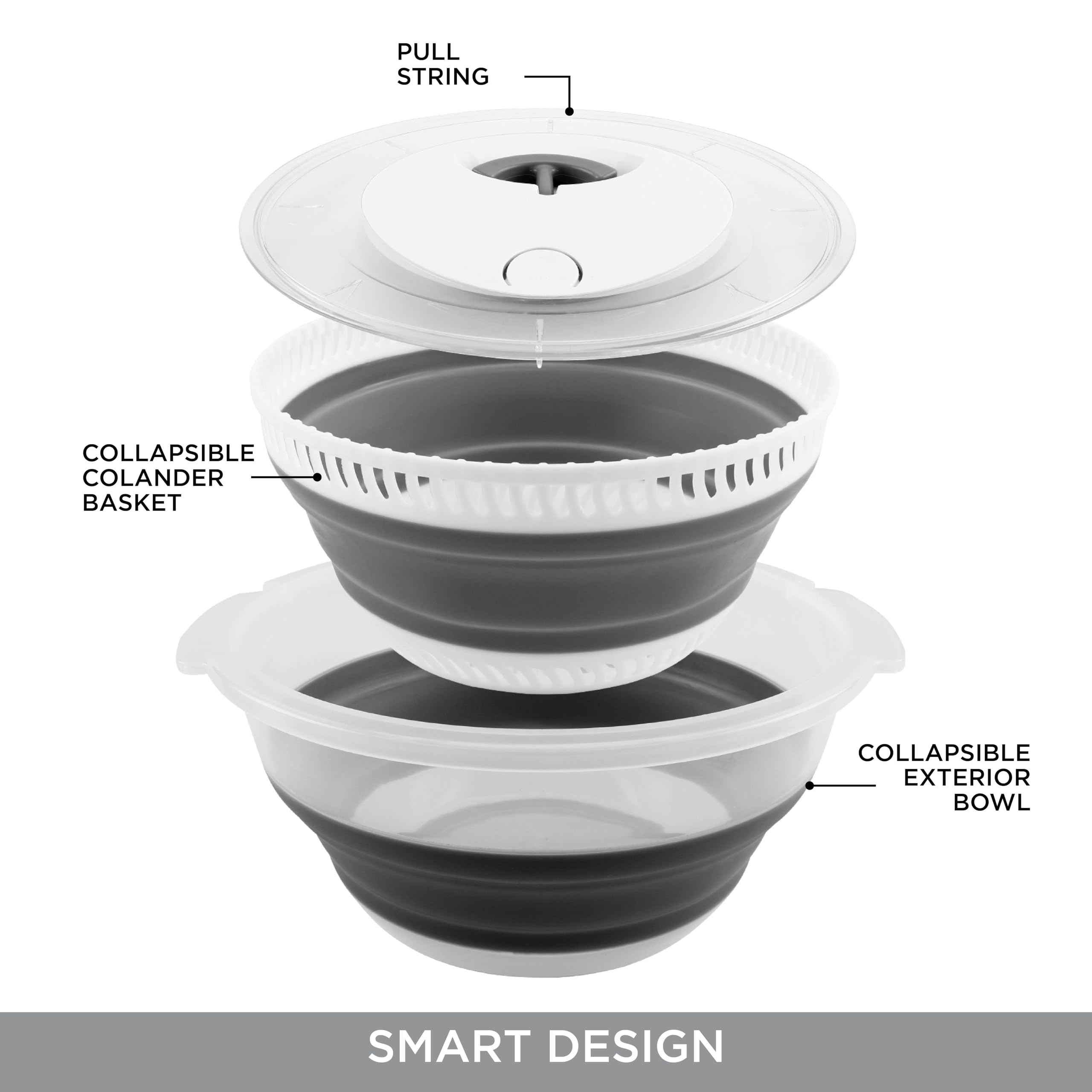 Foto 7 | Centrifugadora Para Ensaladas Cook With Color, Plegable, 4 L, Color Gris - Venta Internacional.