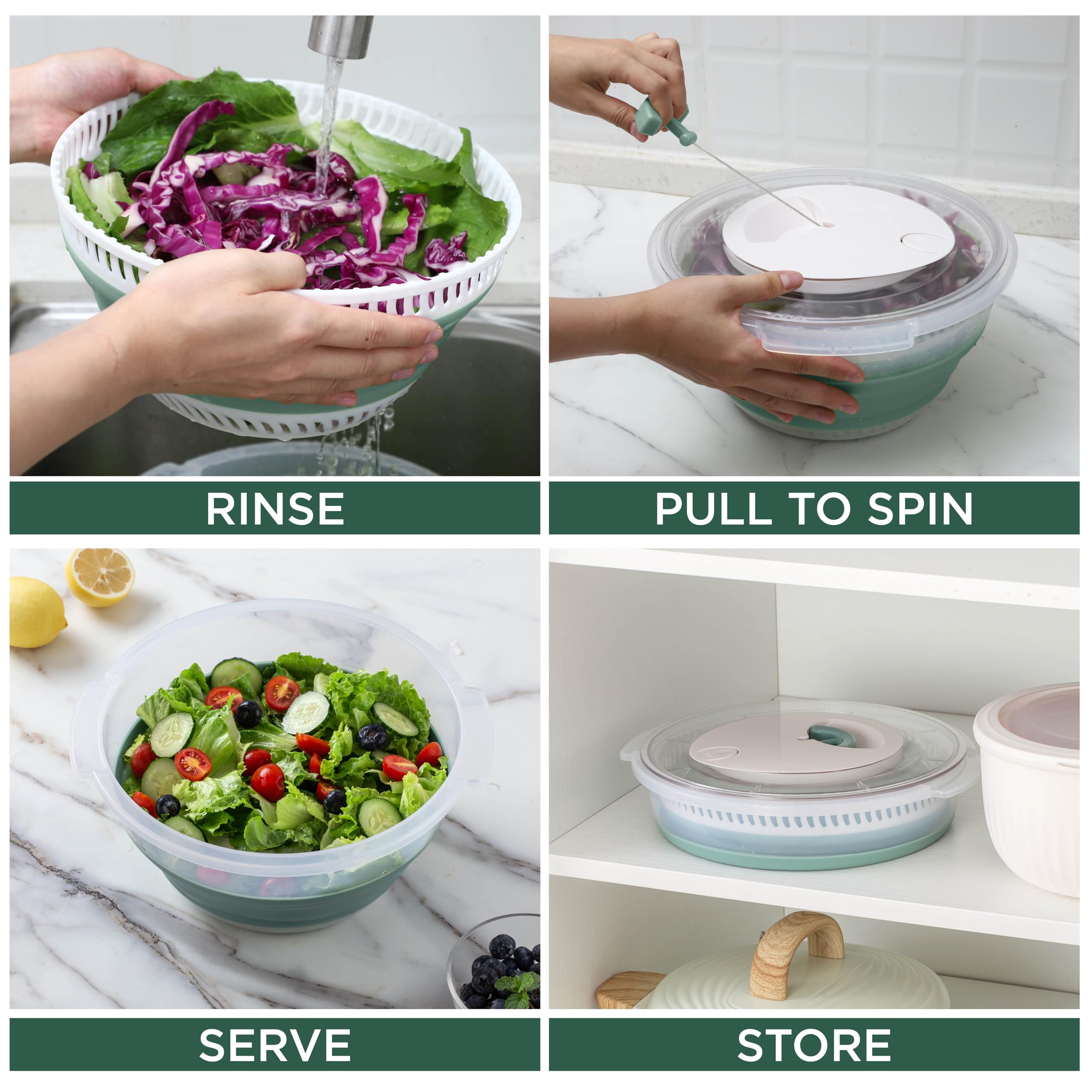 Foto 5 pulgar | Centrifugadora para Ensaladas Cook with Color Plegable 4 L con Colador de Salvia - Venta Internacional