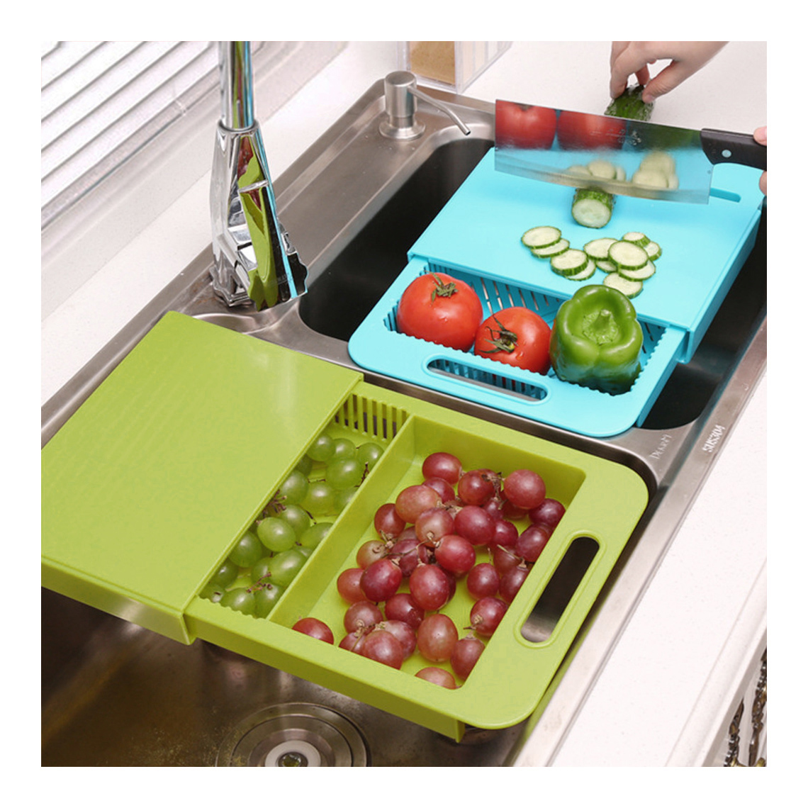 Foto 2 | Tabla para Cortar Aquila TE7845 con Colador Chopping Board color Verde