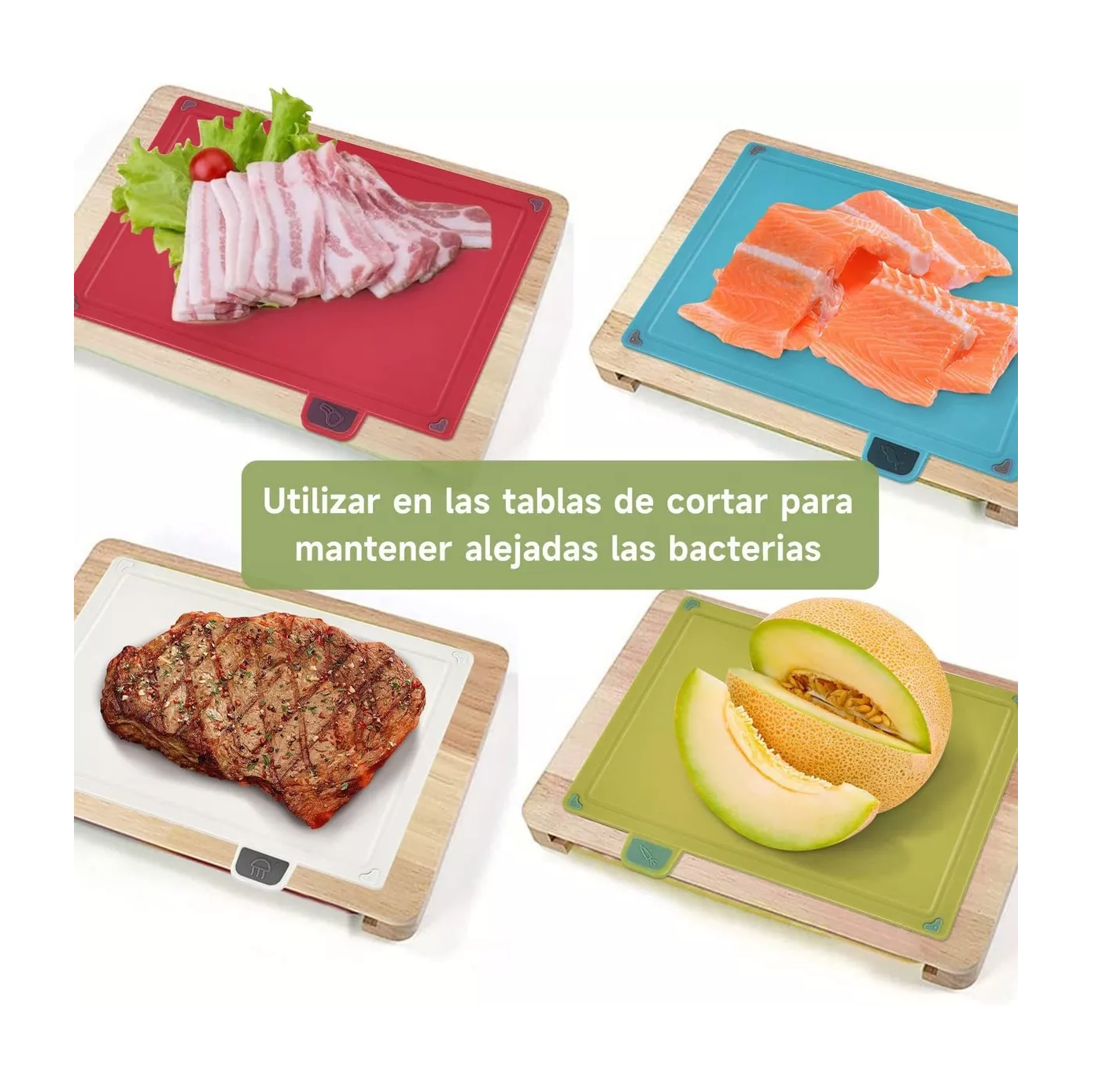 Foto 5 pulgar | Tablas para Picar Gruesas de Cocina con Base 4 Piezas de Colores