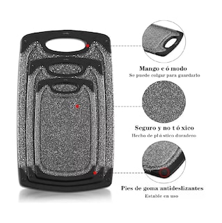 Foto 4 | 3 Piezas Tablas Para Picar De Cocina Mango Alimentos Asa Gris