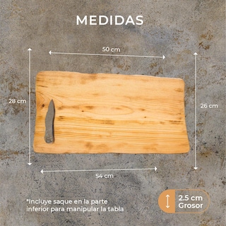 Foto 2 | Tabla Para Picar De Madera Pino, Corte De Carne Quesos Charcutería Y Decoracion Hecho A Mano Live V: 54 X 28 X 2.5