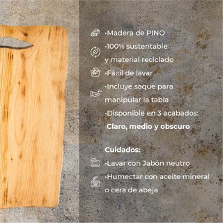 Foto 3 | Tabla Para Picar De Madera Pino, Corte De Carne Quesos Charcutería Y Decoracion Hecho A Mano Live V: 54 X 28 X 2.5