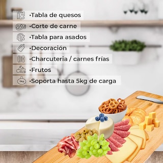 Foto 4 | Tabla Para Picar De Madera Pino, Corte De Carne Quesos Charcutería Y Decoracion Hecho A Mano Live V: 54 X 28 X 2.5