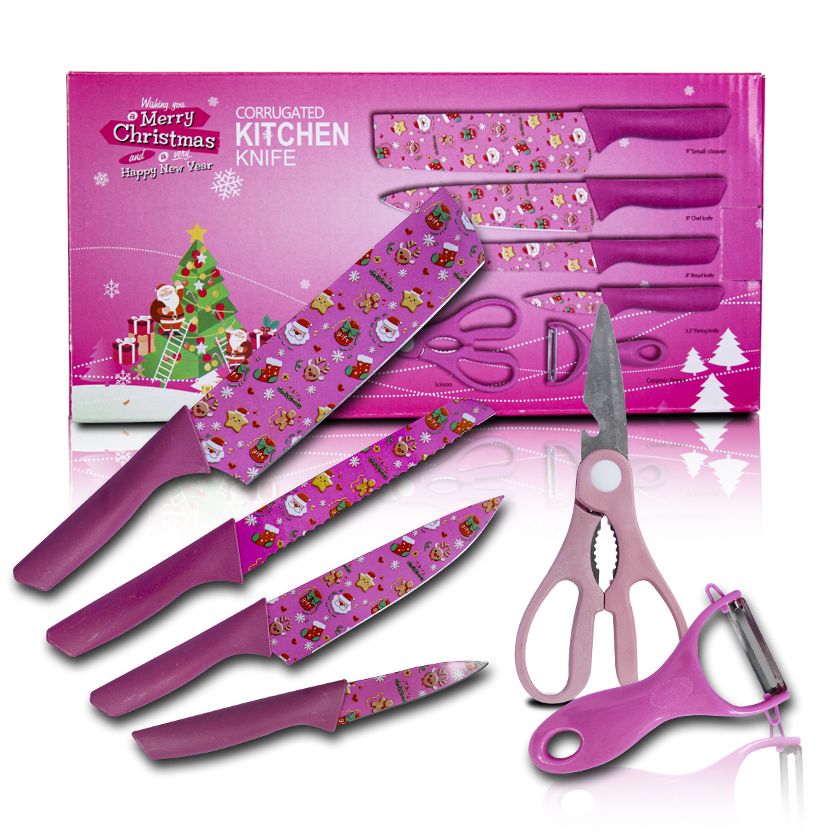 Set de Cuchillos para Cocina KitchenChef Diseño Navideño